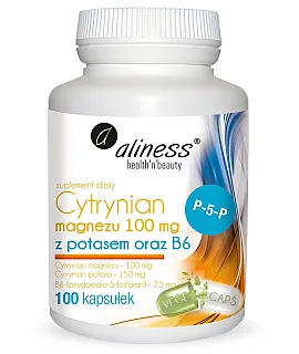 ALINESS Cytrynian Magnezu 100mg z potasem oraz B6 100 kaps.