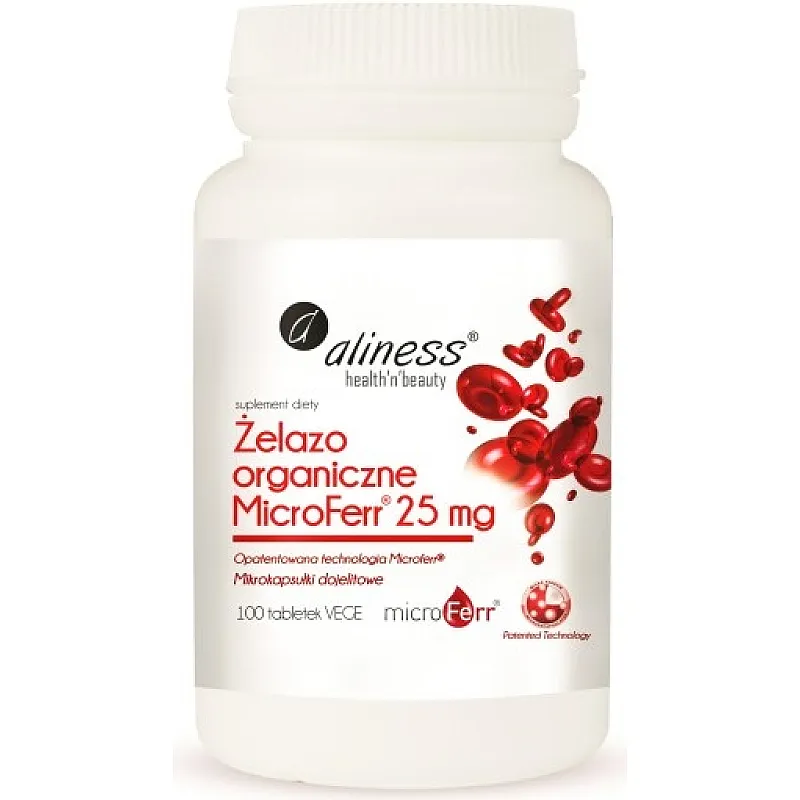 ALINESS Żelazo Organiczne MicroFerr 25mg 100 tab.