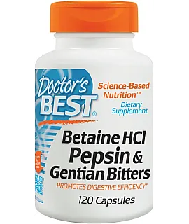 DOCTOR'S BEST Betaine HCL Pepsin & Gentian Bitters 120 kaps.