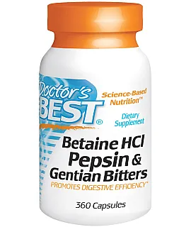 DOCTOR'S BEST Betaine HCL Pepsin & Gentian Bitters 360 kaps.