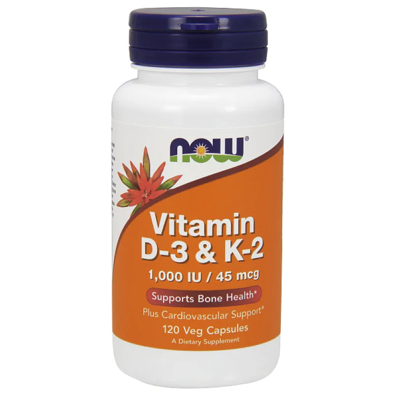 NOW FOODS Vitamin D-3 & K-2 120 kaps.